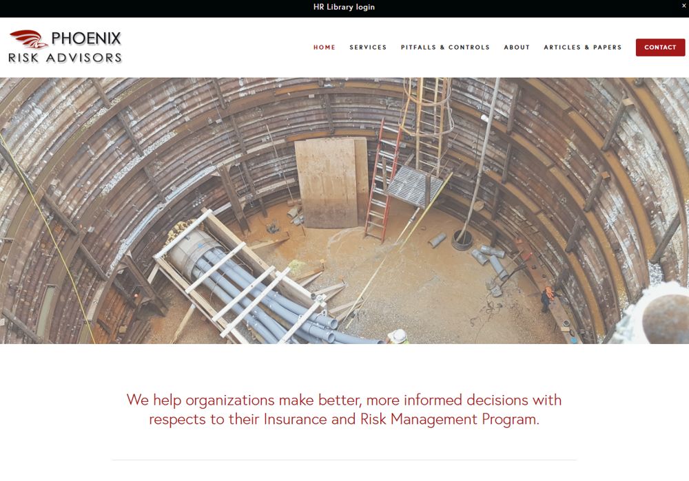 Home page of the Phoenix Risk Advisors website