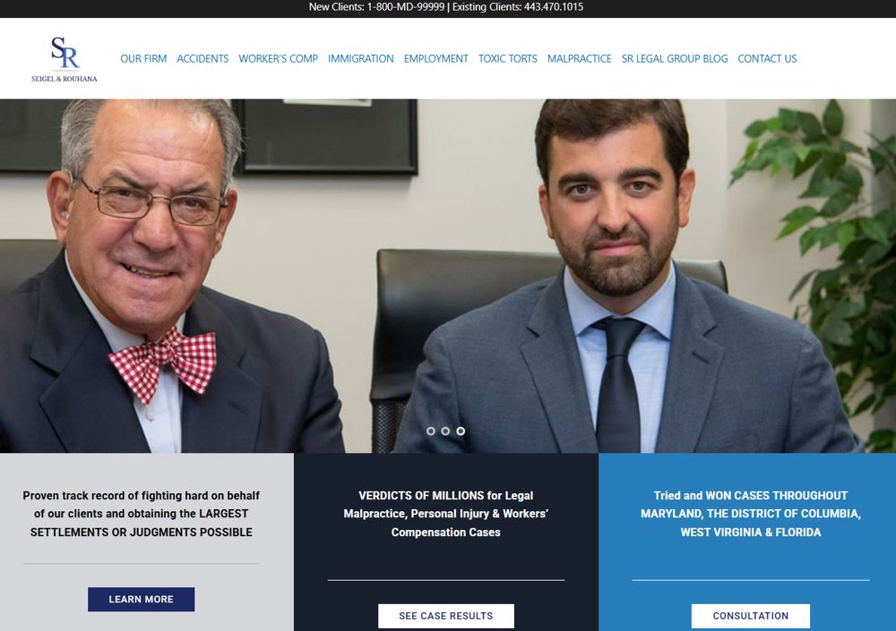 Home page of the Seigel & Rouhana Legal Group website