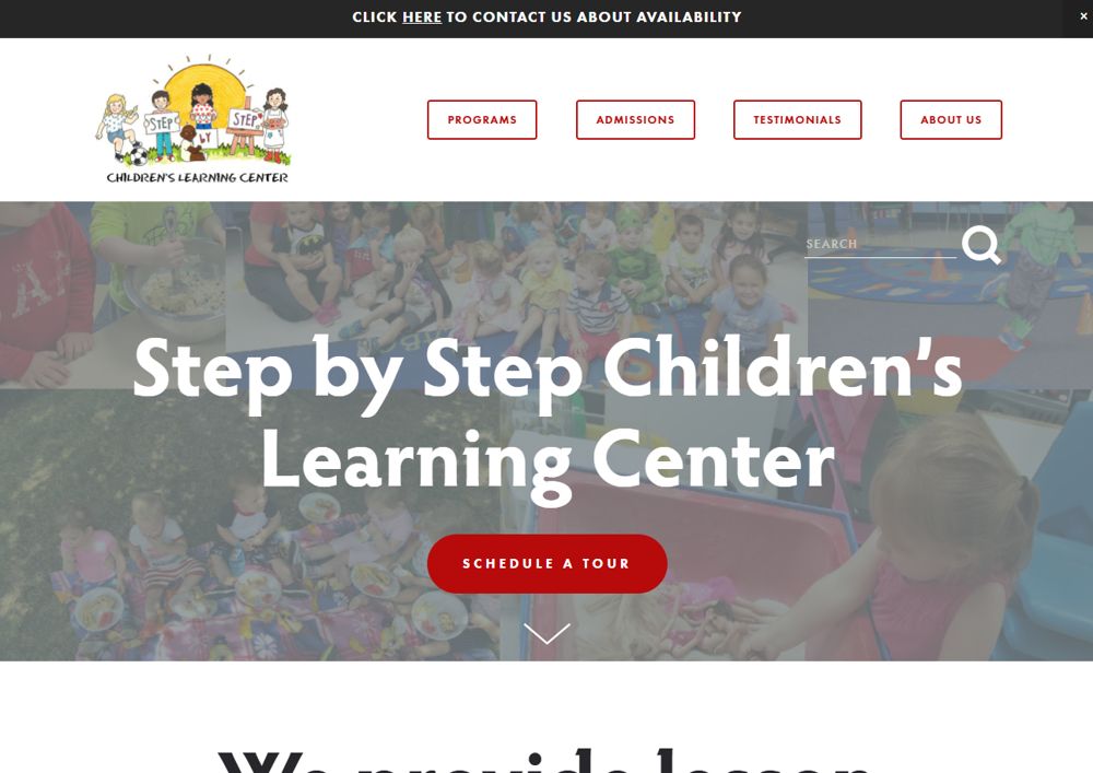 Home page of the Step By Step Children’s Learning Center website